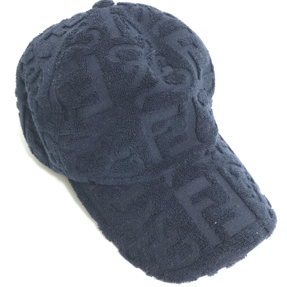 FENDI FXQ768 Zucca Pile Baseball Cap, Cotton, Navy, Women's