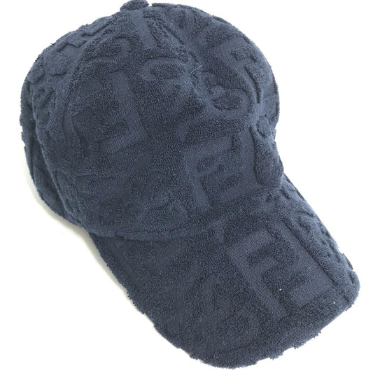 FENDI FXQ768 Zucca Pile Baseball Cap, Cotton, Navy, Women's