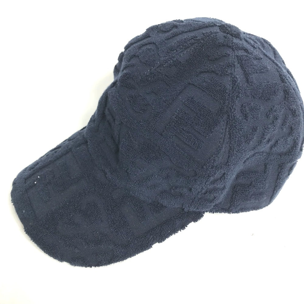 FENDI FXQ768 Zucca Pile Baseball Cap, Cotton, Navy, Women's