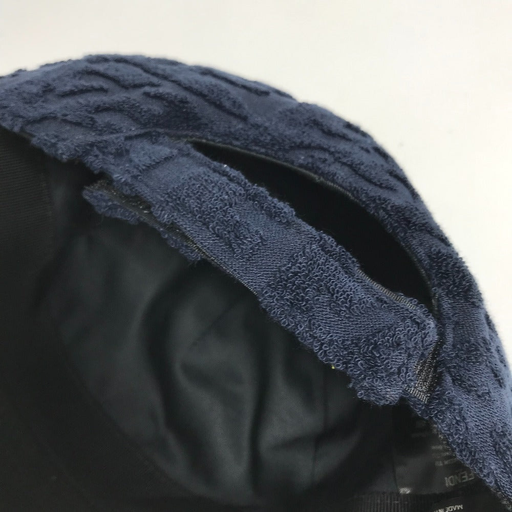FENDI FXQ768 Zucca Pile Baseball Cap, Cotton, Navy, Women's
