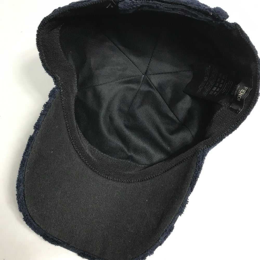 FENDI FXQ768 Zucca Pile Baseball Cap, Cotton, Navy, Women's