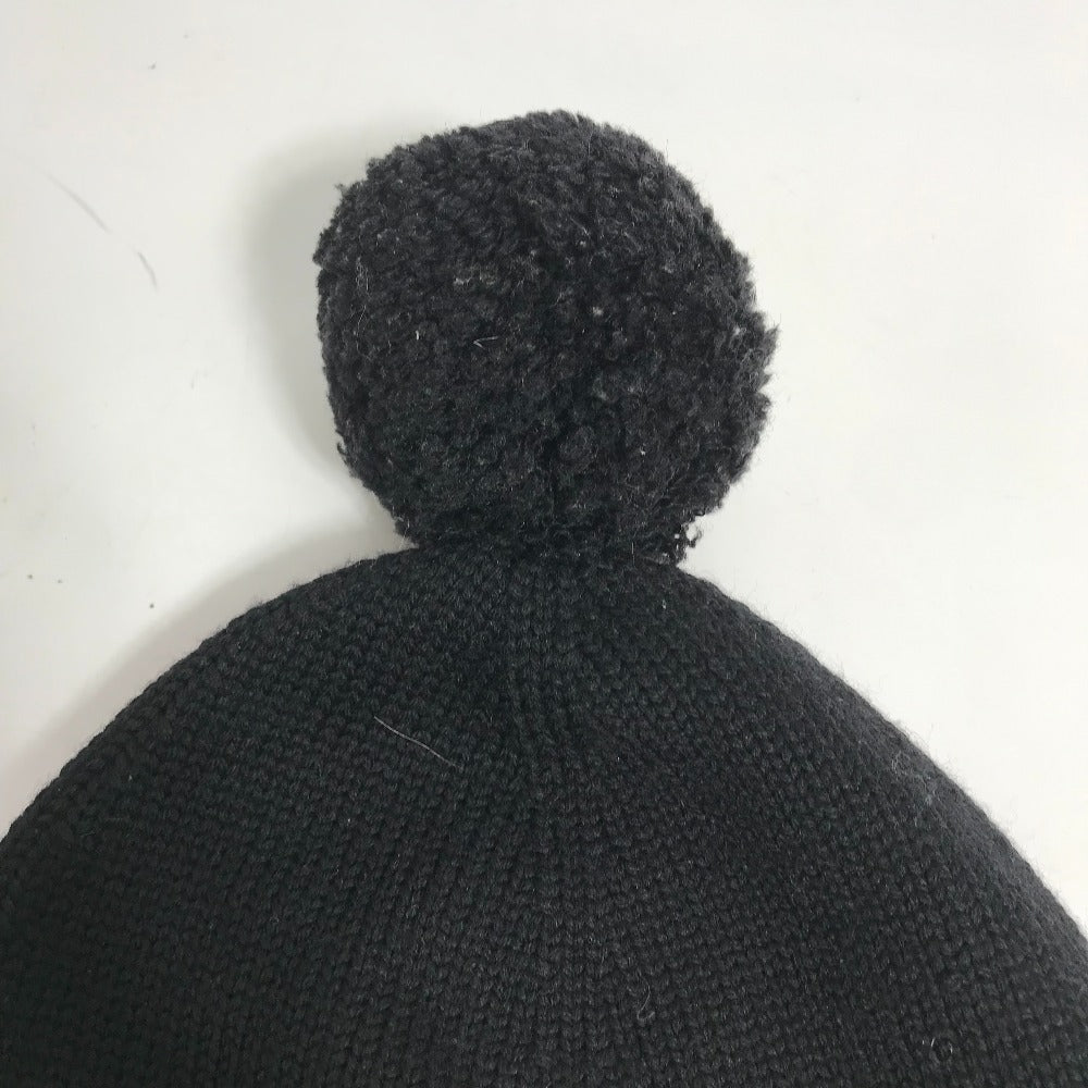 FENDI FXQ056 Two-Tone Logo Pom-Pom Beanie Hat, Knit Cap, Wool, Women's, Pink