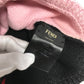 FENDI FXQ056 Two-Tone Logo Pom-Pom Beanie Hat, Knit Cap, Wool, Women's, Pink