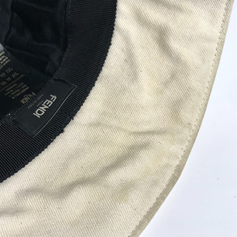 FENDI FXQ801 ロゴ ハット帽 帽子 バケットハット ボブハット ハット コットン レディース ベージュ