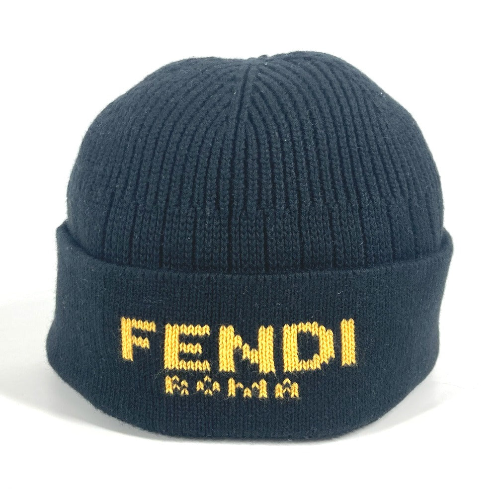 FENDI FXQ108 ロゴ ビーニー 帽子 ニット帽 ニットキャップ ニット帽 コットン メンズ