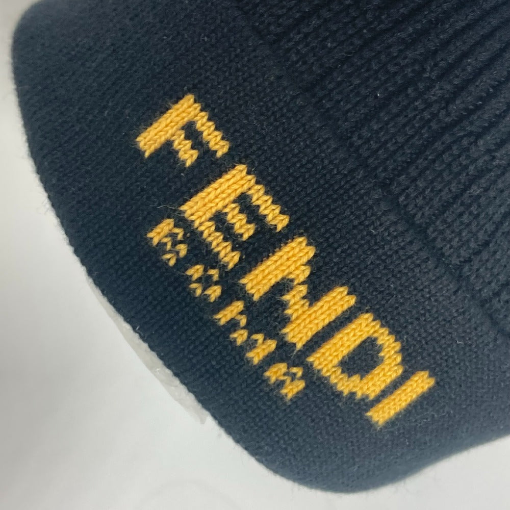 FENDI FXQ108 ロゴ ビーニー 帽子 ニット帽 ニットキャップ ニット帽 コットン メンズ