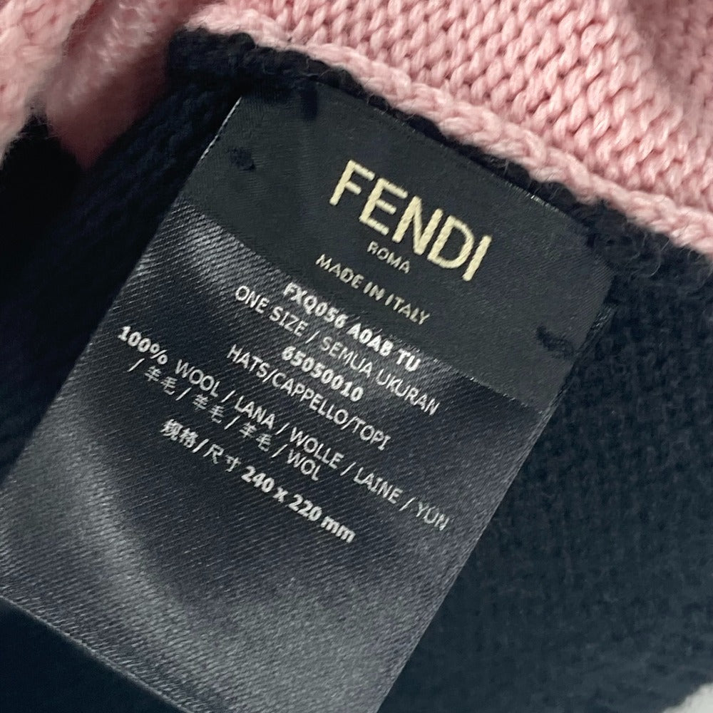 FENDI FXQ056 ビーニー 帽子 ニット帽 ニットキャップ ロゴ ポンポン付き ニット帽 ウール ユニセックス - brandshop-reference