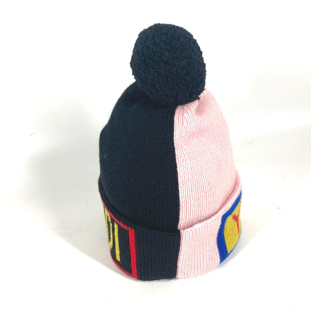 FENDI FXQ056 ビーニー 帽子 ニット帽 ニットキャップ ロゴ ポンポン付き ニット帽 ウール ユニセックス - brandshop-reference