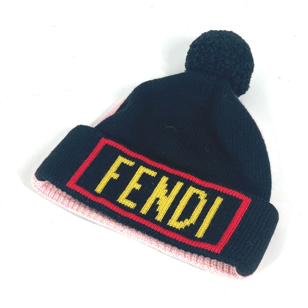 FENDI FXQ056 ビーニー 帽子 ニット帽 ニットキャップ ロゴ ポンポン付き ニット帽 ウール ユニセックス - brandshop-reference
