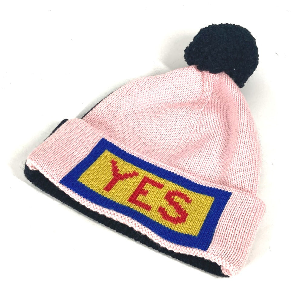 FENDI FXQ056 ビーニー 帽子 ニット帽 ニットキャップ ロゴ ポンポン付き ニット帽 ウール ユニセックス - brandshop-reference