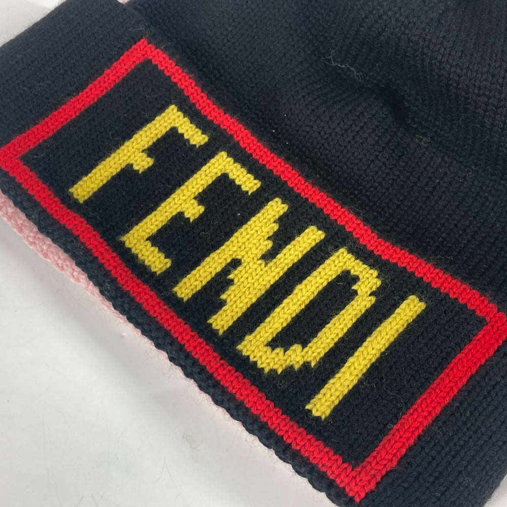 FENDI FXQ056 ビーニー 帽子 ニット帽 ニットキャップ ロゴ ポンポン付き ニット帽 ウール ユニセックス - brandshop-reference