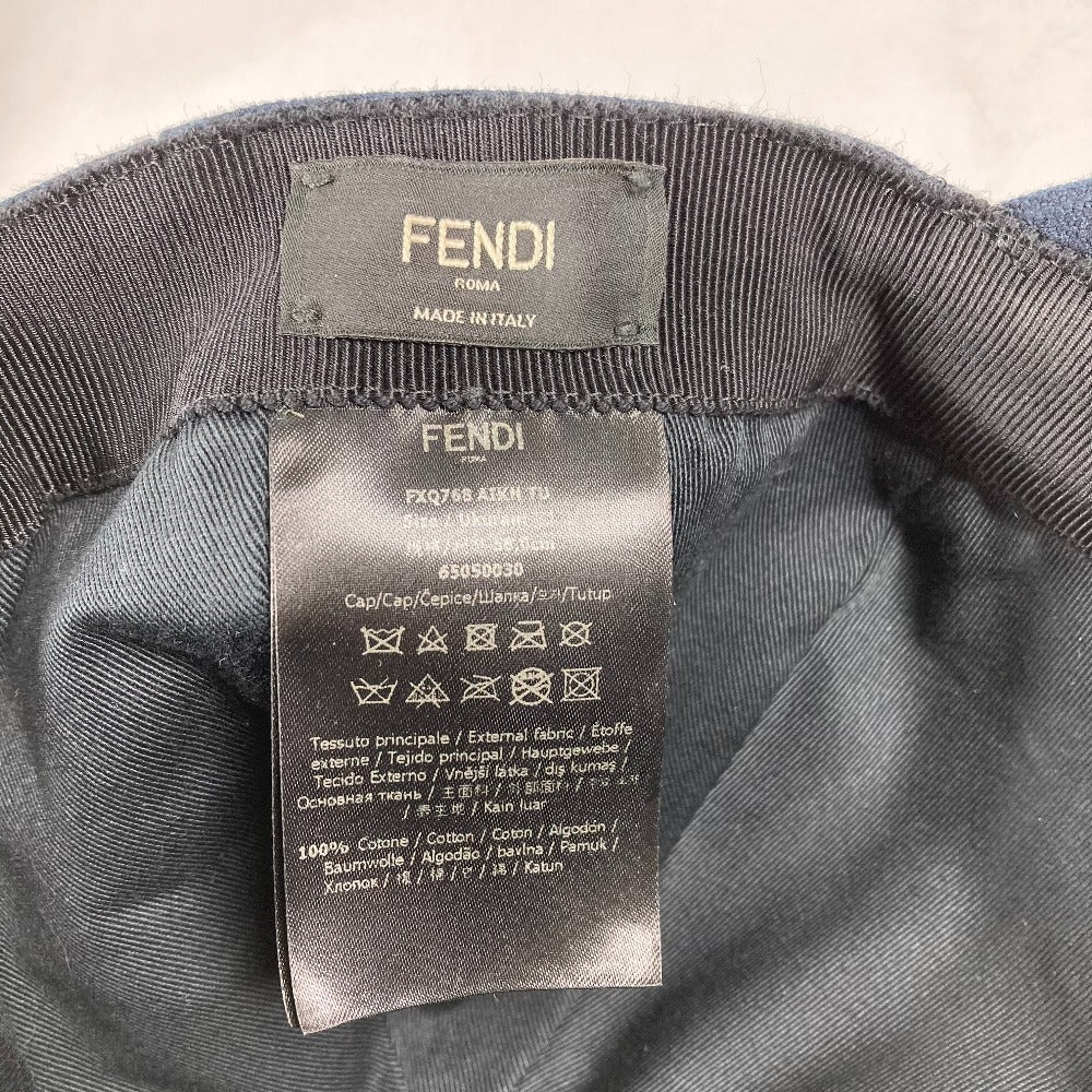 FENDI FXQ768 ロゴ 帽子 キャップ帽 ベースボール キャップ コットン ユニセックス ネイビー