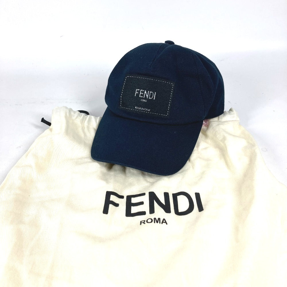 FENDI FXQ768 ロゴ 帽子 キャップ帽 ベースボール キャップ コットン ユニセックス ネイビー