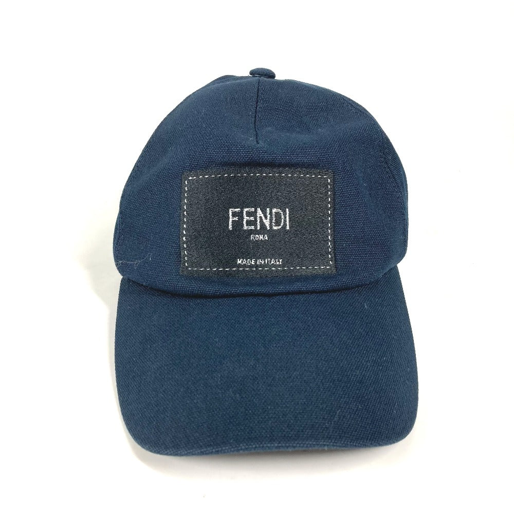 FENDI FXQ768 ロゴ 帽子 キャップ帽 ベースボール キャップ コットン ユニセックス ネイビー