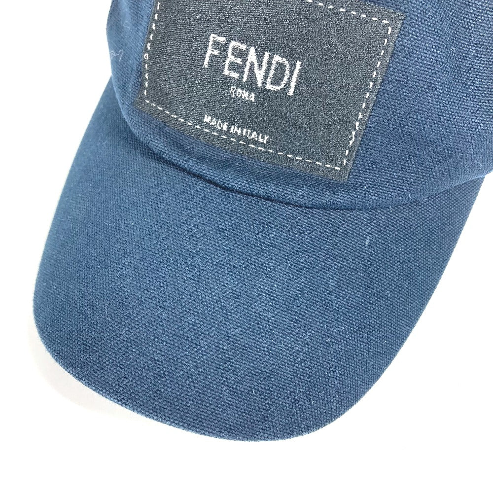 FENDI FXQ768 ロゴ 帽子 キャップ帽 ベースボール キャップ コットン ユニセックス ネイビー