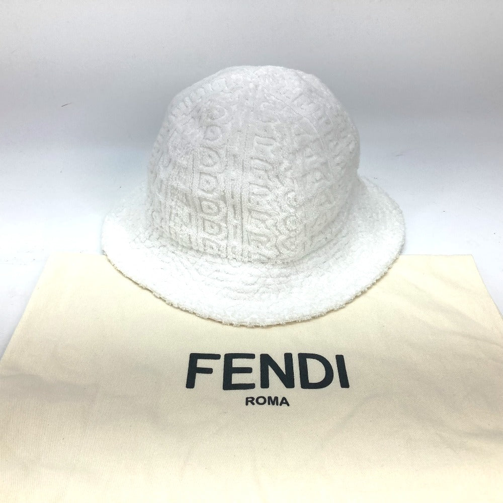 FENDI FXQ982 MARC JACOBS コラボ マークジェイコブス ロゴ ハット帽 帽子 バケットハット パイル ボブハット ハット コットン ユニセックス ホワイト