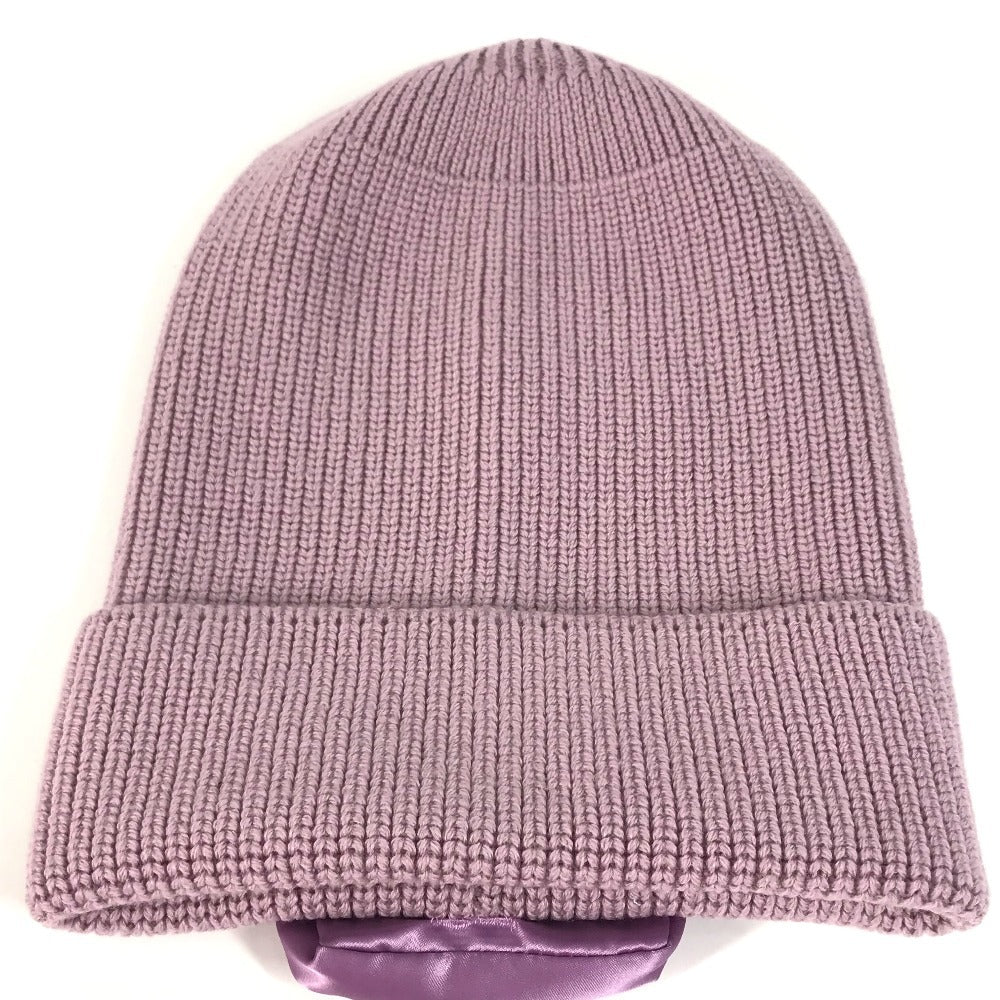 FENDI FXQ938 バケットバッグデザイン ロゴ ポケット付き ビーニー 帽子 ニット帽 ニットキャップ ニット帽 ウール レディース パープル - brandshop-reference