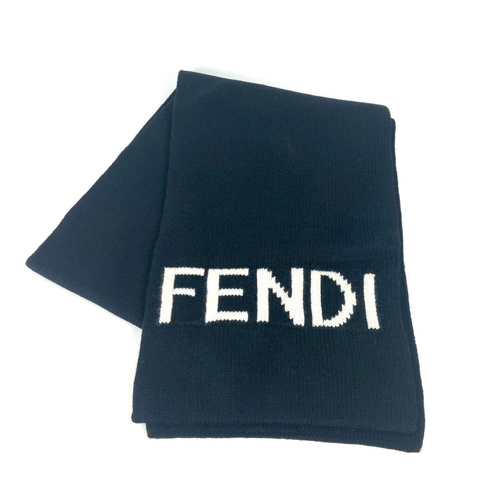 FENDI ロゴ バイカラー マフラー ウール ユニセックス ブラック - brandshop-reference