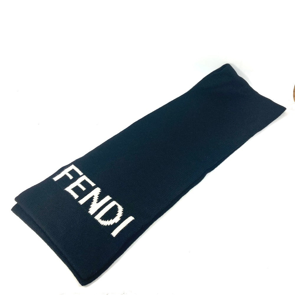 FENDI ロゴ バイカラー マフラー ウール ユニセックス ブラック