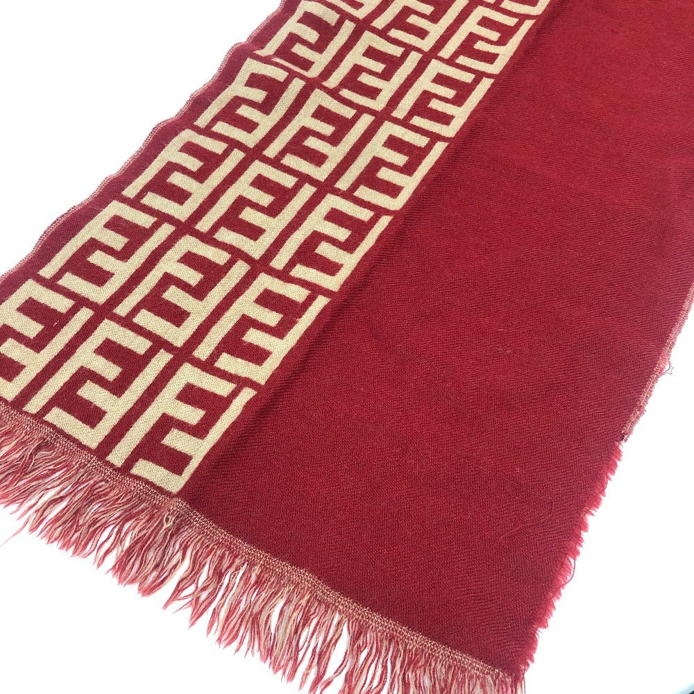 FENDI ズッカ柄 ファッション小物 防寒具 ストール リバーシブル マフラー ウール レディース レッド
