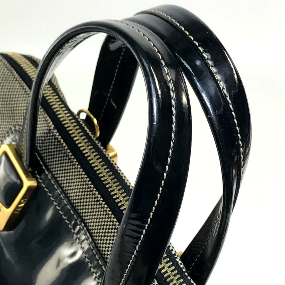 FENDI enamel Chameleon bag, 2-way shoulder bag/handbag, canvas/patent leather, women's, black