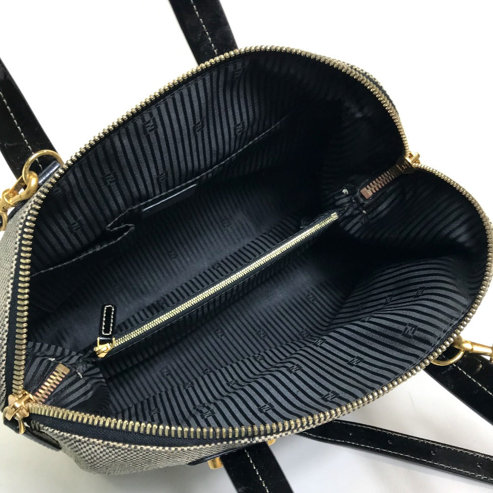 FENDI enamel Chameleon bag, 2-way shoulder bag/handbag, canvas/patent leather, women's, black