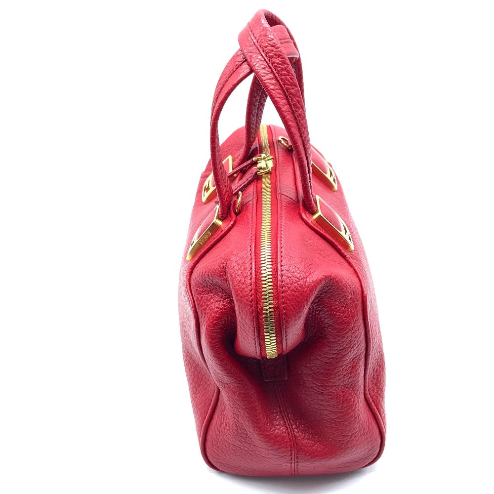 FENDI 8BL114 Mini Boston Bag, Chameleon Design, 2-Way Shoulder Bag, Crossbody Bag, Handbag, Leather, Women's, Red