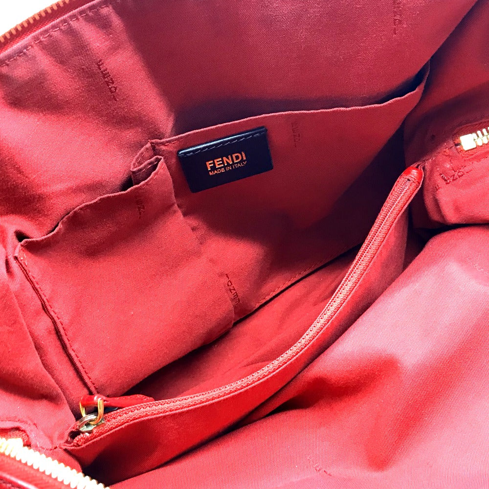 FENDI 8BL114 Mini Boston Bag, Chameleon Design, 2-Way Shoulder Bag, Crossbody Bag, Handbag, Leather, Women's, Red