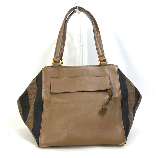 FENDI 8BN251 Pecan Shoulder Bag/Handbag in Leather/Canvas, Brown