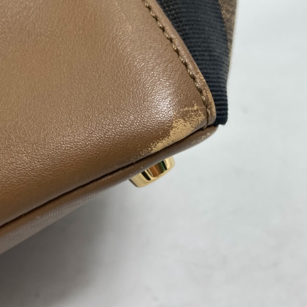FENDI 8BN251 ペカン ショルダーバッグ 肩掛け ハンドバッグ レザー/キャンバス レディース ブラウン
