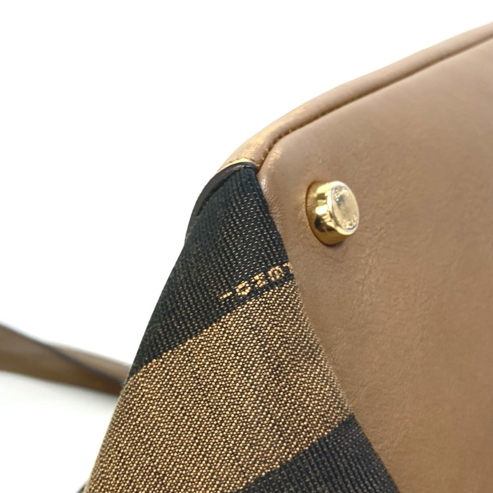 FENDI 8BN251 ペカン ショルダーバッグ 肩掛け ハンドバッグ レザー/キャンバス レディース ブラウン