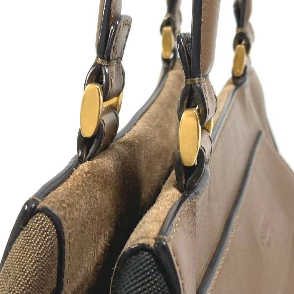 FENDI 8BN251 ペカン ショルダーバッグ 肩掛け ハンドバッグ レザー/キャンバス レディース ブラウン