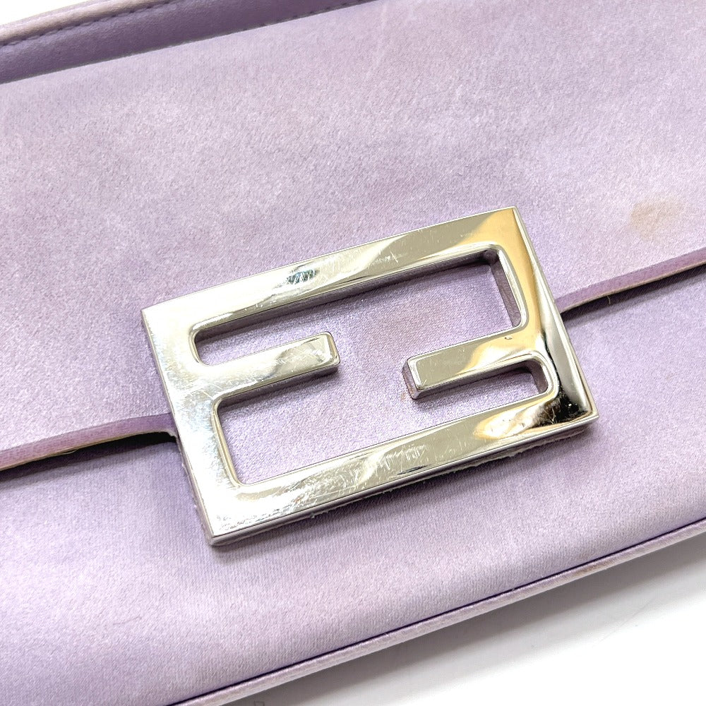 FENDI 7AS142 バゲット スマートフォンポーチ 2WAY ミニバッグ カバン バッグ ショルダーバッグ サテン レディース パープル