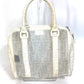 FENDI Zucca mesh mini Boston bag in white leather for women.