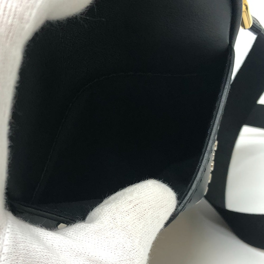 FENDI 7VA456 Calligraphy Studded Shoulder Bag Bag Bag Shoulder Bag Leather Women's Black