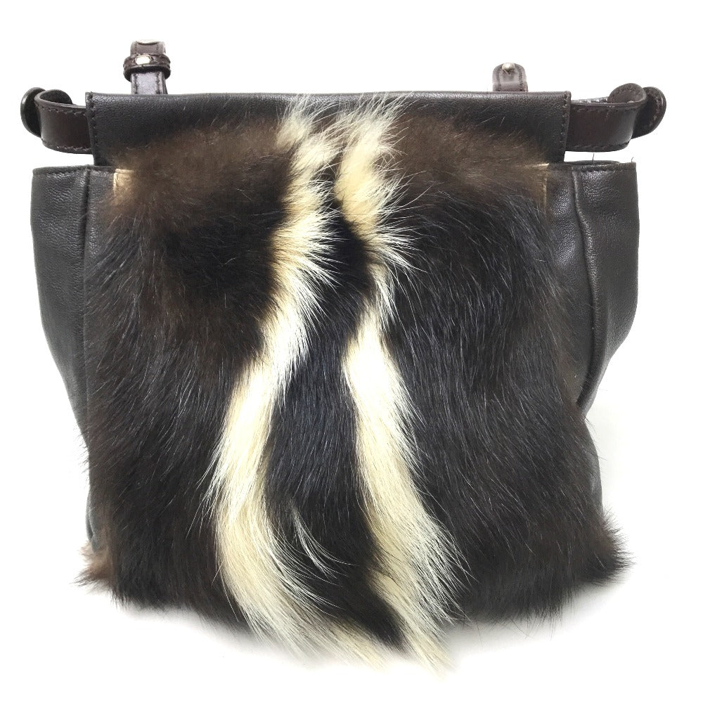 FENDI 8BT161 Peekaboo Fur Bag, Shoulder Bag, Fur, Women's, Dark Brown