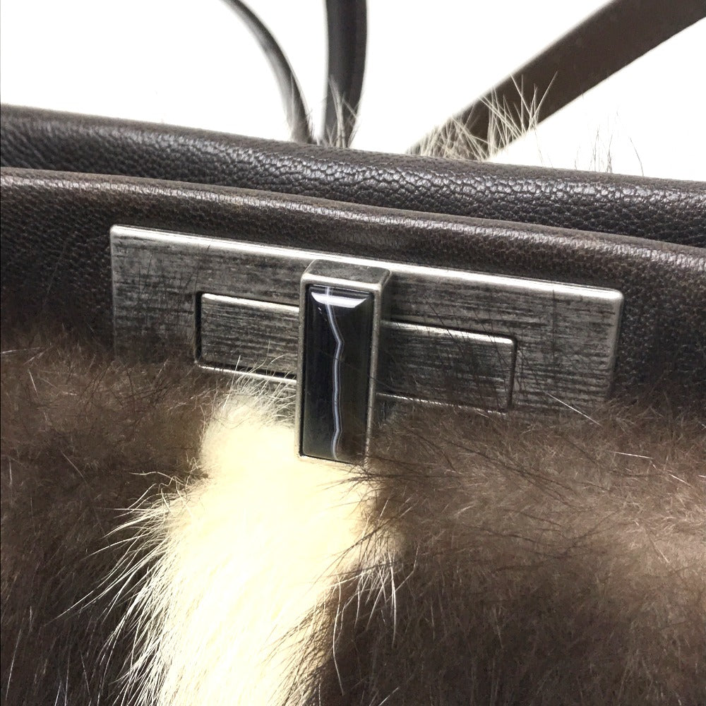 FENDI 8BT161 Peekaboo Fur Bag, Shoulder Bag, Fur, Women's, Dark Brown