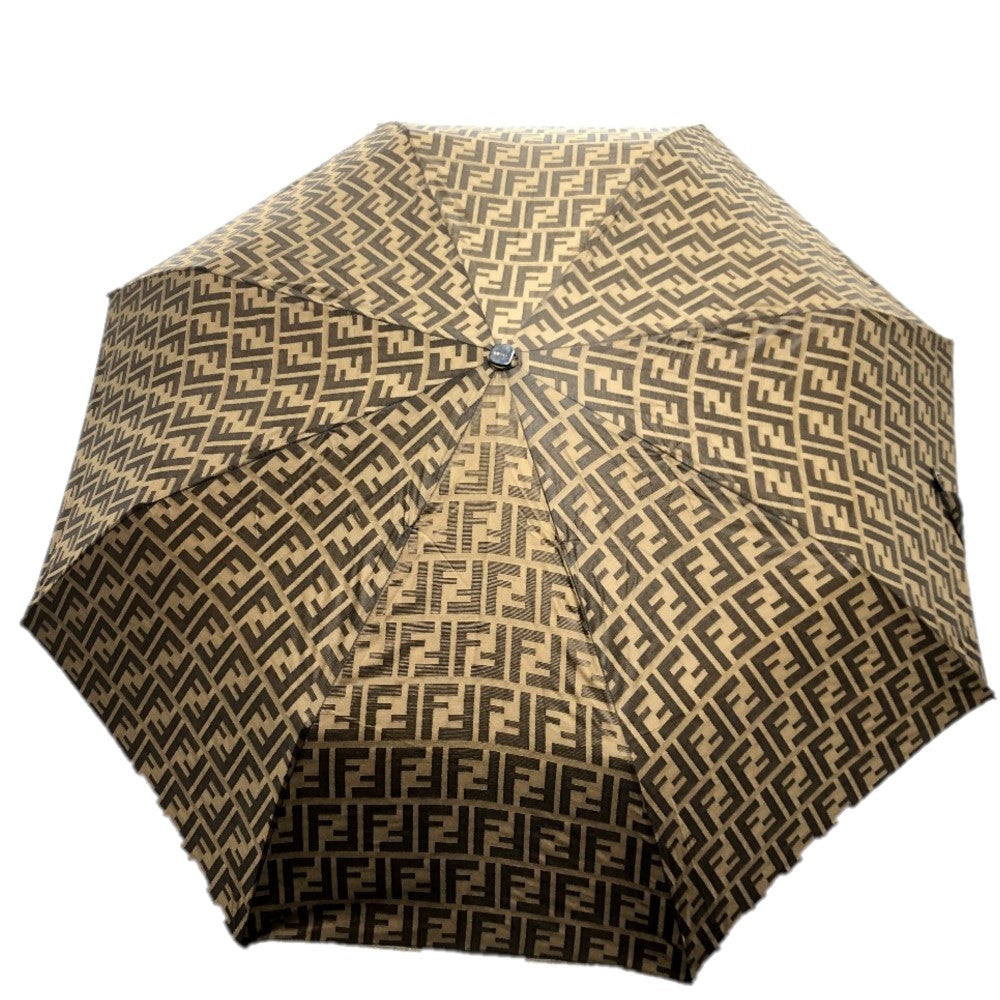 FENDI ズッカ柄  アンブレラ ケース付き 折りたたみ傘 傘 キャンバス レディース ブラウン - brandshop-reference