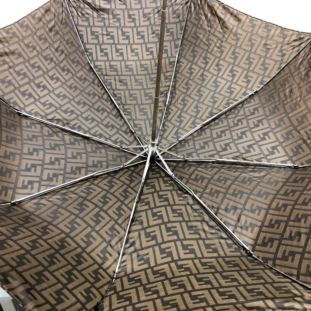 FENDI ズッカ柄  アンブレラ ケース付き 折りたたみ傘 傘 キャンバス レディース ブラウン - brandshop-reference