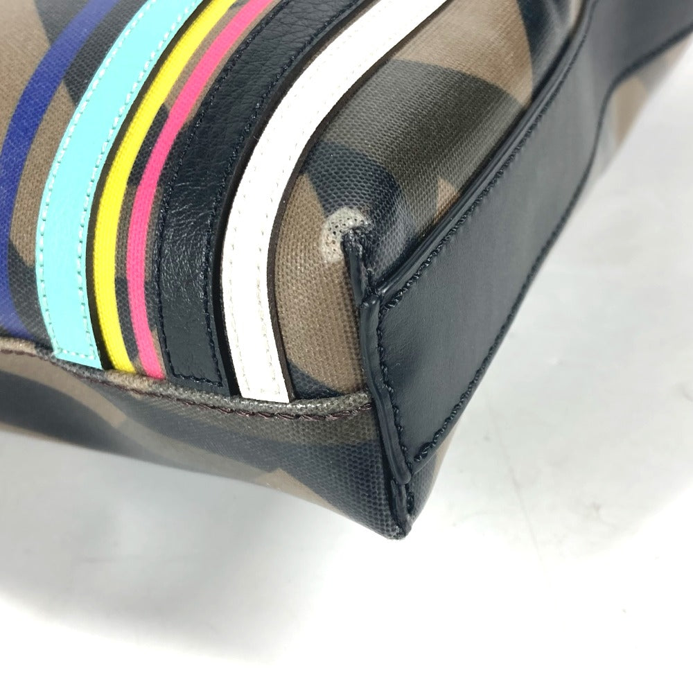 FENDI 7VA470 マルチカラーロゴ レインボー 斜め掛け カバン ショルダーバッグ PVC レディース ブラウン