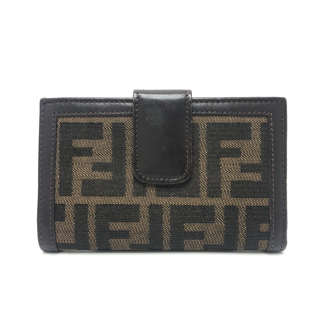 FENDI ズッカ柄 がま口財布 折り財布 財布 ウォレット 2つ折り財布 レザー/キャンバス レディース ブラウン - brandshop-reference