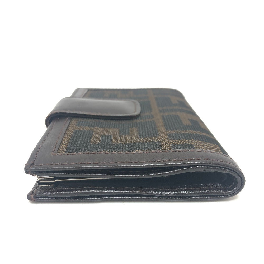 FENDI ズッカ柄 がま口財布 折り財布 財布 ウォレット 2つ折り財布 レザー/キャンバス レディース ブラウン - brandshop-reference