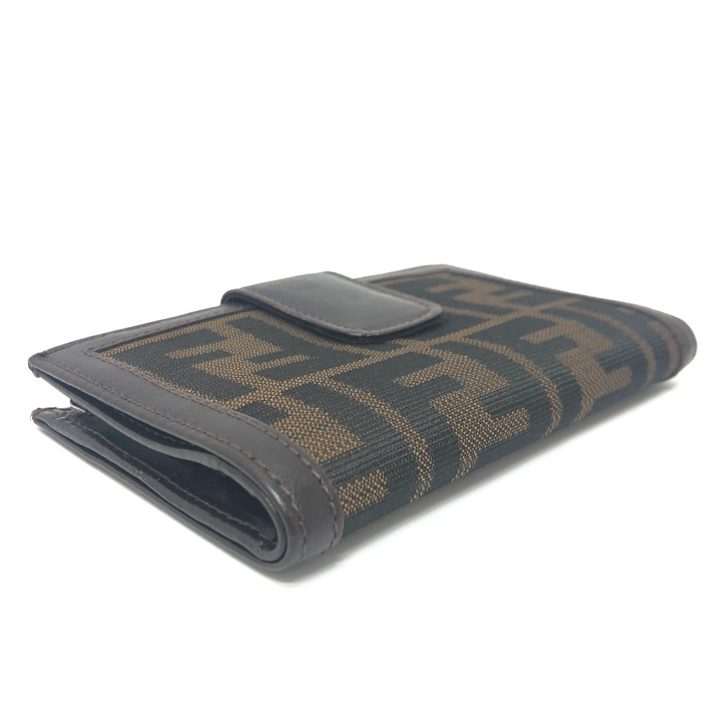 FENDI ズッカ柄 がま口財布 折り財布 財布 ウォレット 2つ折り財布 レザー/キャンバス レディース ブラウン - brandshop-reference