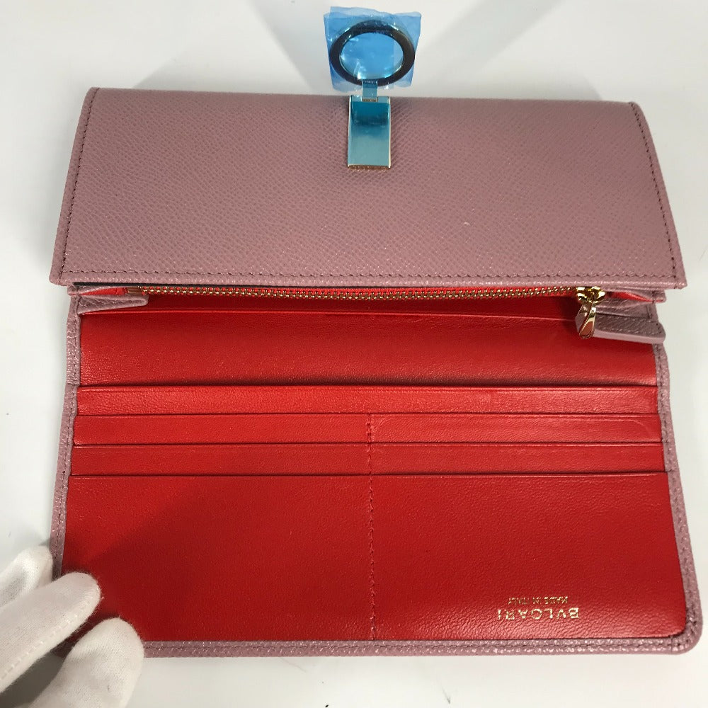 BVLGARI ロングウォレット ロゴクリップ 2つ折り 長財布 レザー レディース ピンク - brandshop-reference