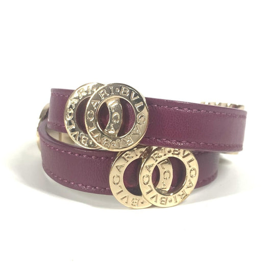 BVLGARI ダブルコイルド ブルガリブルガリ ロゴ アクセサリー バングル 2重ブレスレット ブレスレット レザー レディース パープル - brandshop-reference