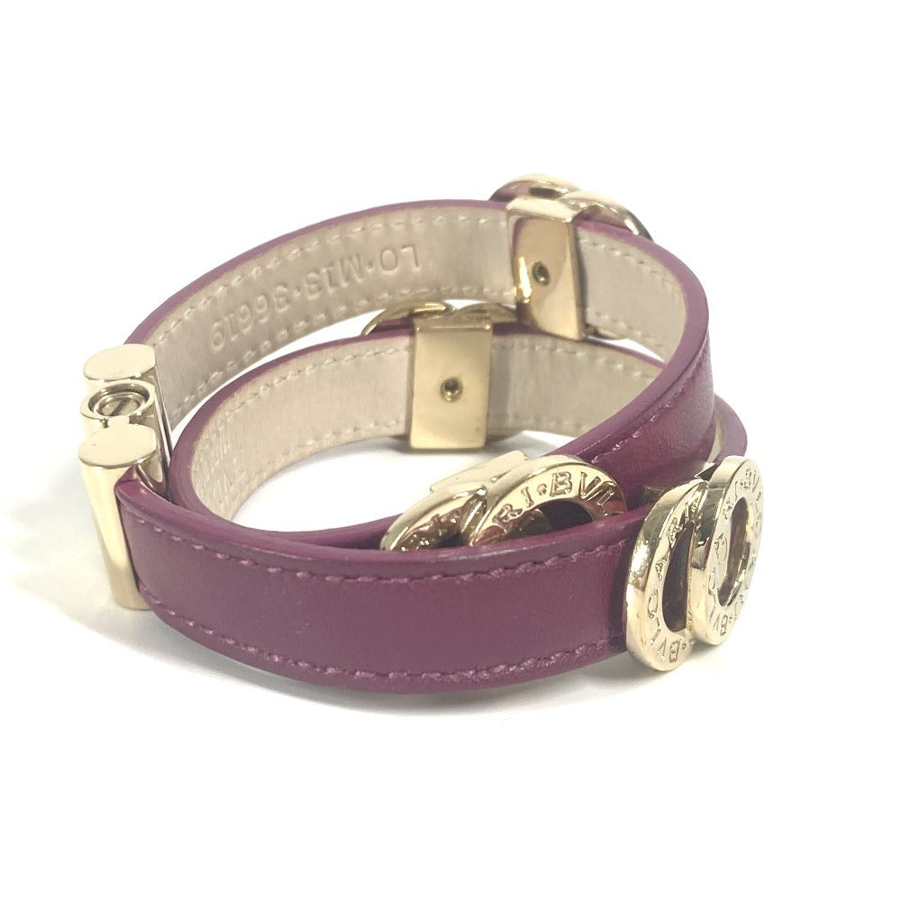 BVLGARI ダブルコイルド ブルガリブルガリ ロゴ アクセサリー バングル 2重ブレスレット ブレスレット レザー レディース パープル - brandshop-reference