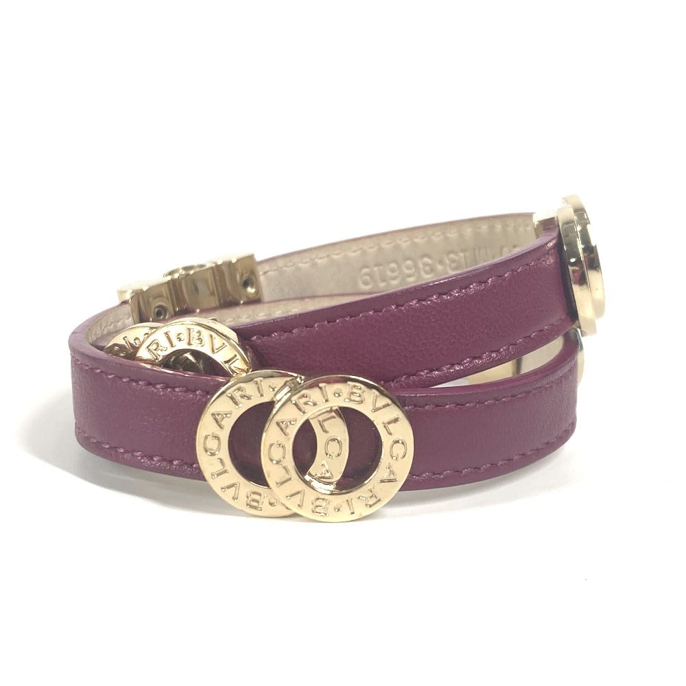 BVLGARI ダブルコイルド ブルガリブルガリ ロゴ アクセサリー バングル 2重ブレスレット ブレスレット レザー レディース パープル - brandshop-reference