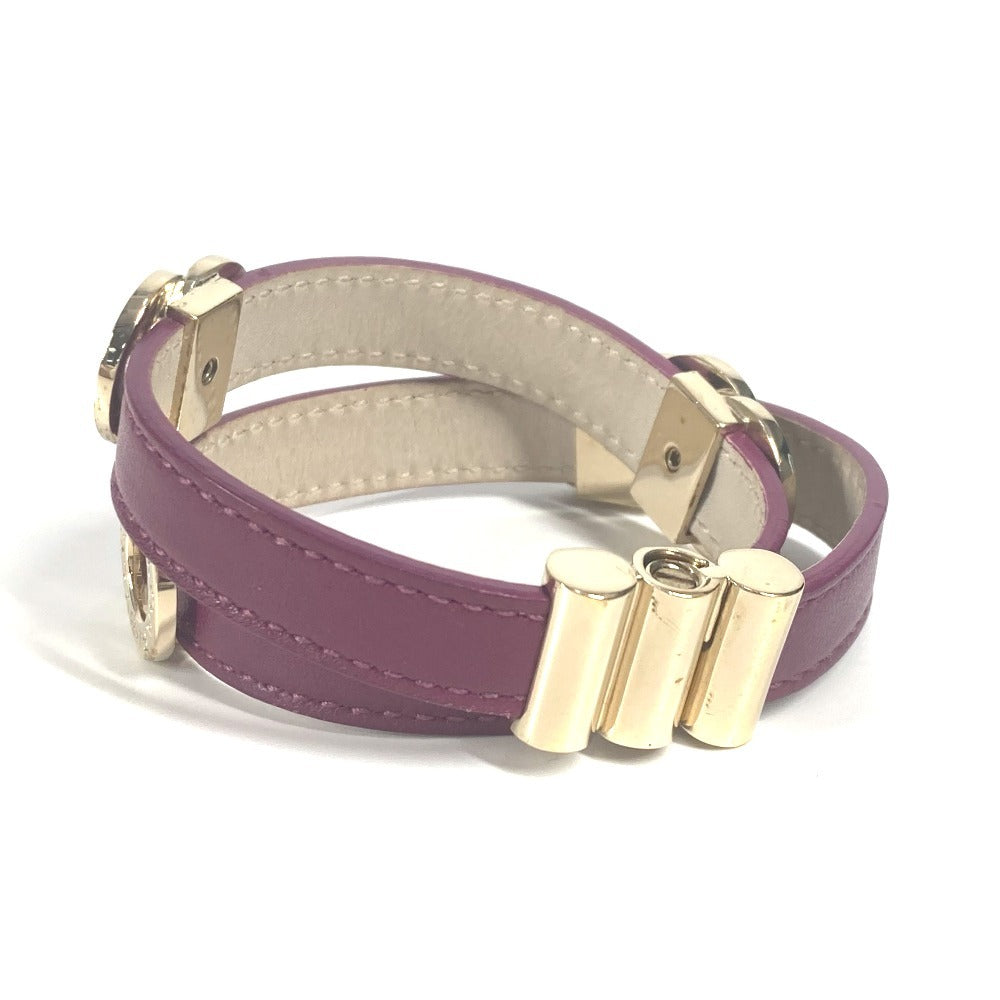 BVLGARI ダブルコイルド ブルガリブルガリ ロゴ アクセサリー バングル 2重ブレスレット ブレスレット レザー レディース パープル - brandshop-reference