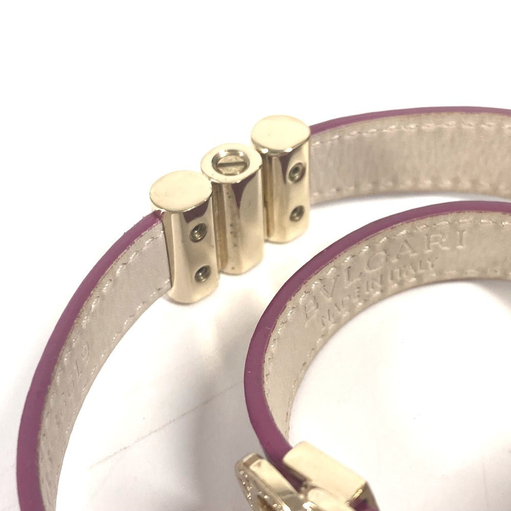 BVLGARI ダブルコイルド ブルガリブルガリ ロゴ アクセサリー バングル 2重ブレスレット ブレスレット レザー レディース パープル - brandshop-reference