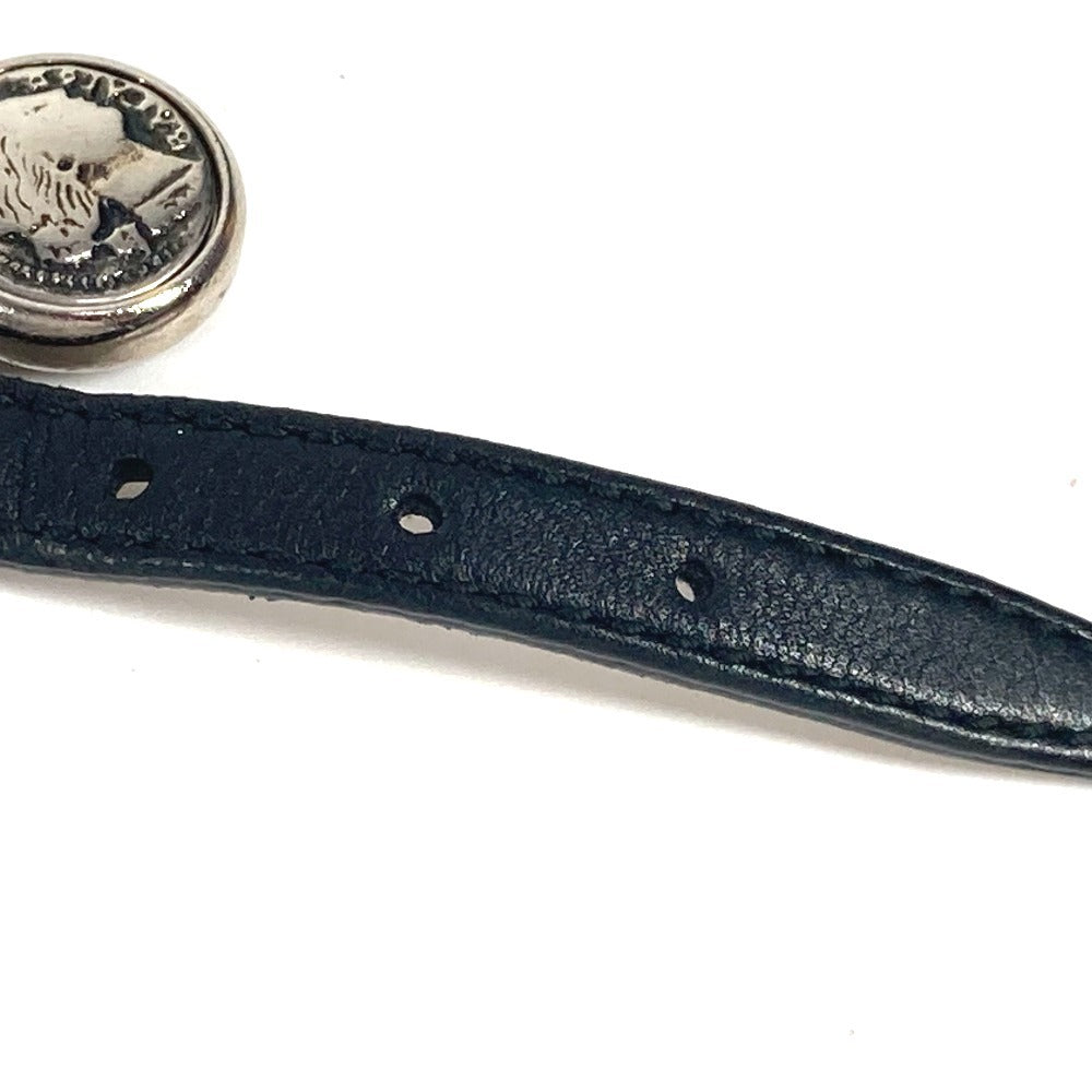 BVLGARI アイコン ロゴ チャーム アクセサリー バングル ブレスレット レザー レディース ブラック - brandshop-reference